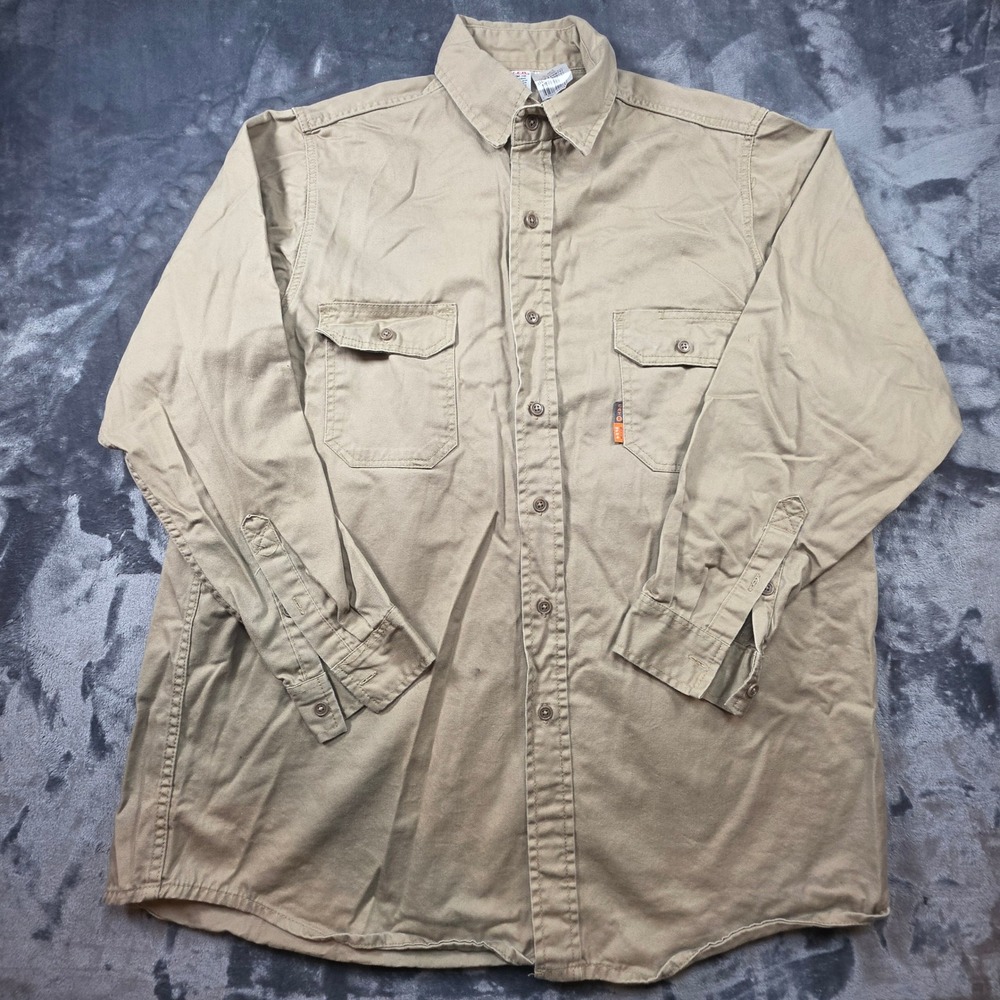 Rasco FR Mens XL Khaki Flame Resistant Work Shirt CAT 2 NFPA 2112 FRB757